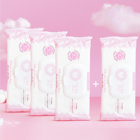 3 Paquets de Lingettes + 1 offert Musc Blanc