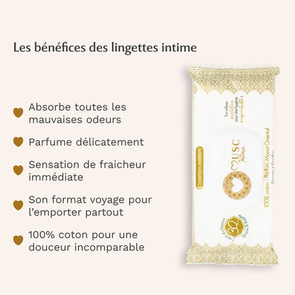 Lingettes toilette intime - Paquet de 30 au Monoï Oriental - La Rayonnante